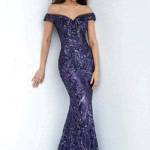 Jovani -JVN4296SC Sequined Off-Shoulder Prom Dress